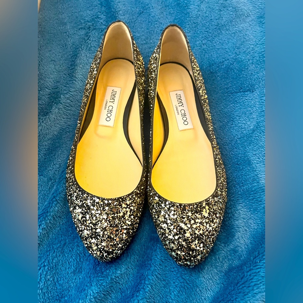Gold Jimmy Choo flats